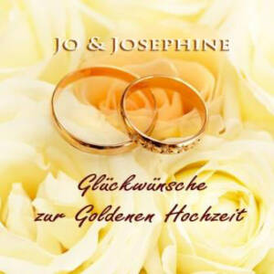 Cover Glückwunschlied zur Goldenen goldene Ringe auf gelben Rosen Glückwünsche Goldene Hochzeit Freunde