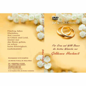 Goldhochzeit: persönliche DVD Cover zur personalisierten DVD Goldenen Hochzeit goldene Ringe und Text
